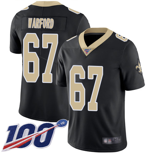 Men New Orleans Saints Limited Black Larry Warford Home Jersey NFL Football 67 100th Season Vapor Untouchable Jersey